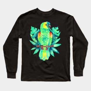 Amazon Parrot Tropical Watercolor Long Sleeve T-Shirt